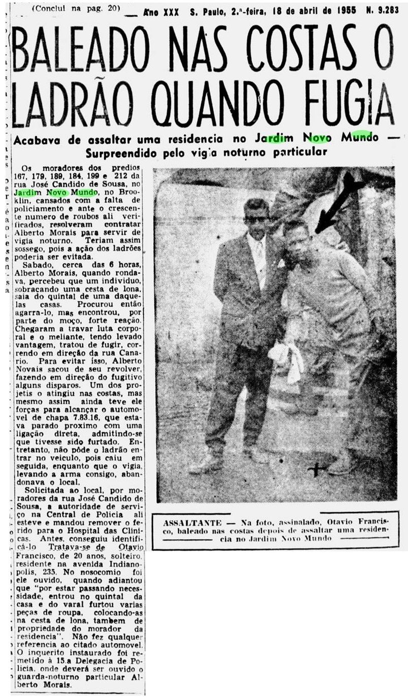 Ocorrência de assalto no bairro