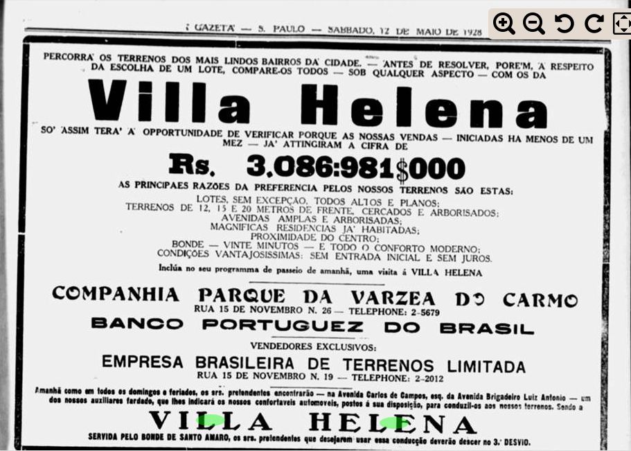 Venda de lotes na Vila Helena em 1928